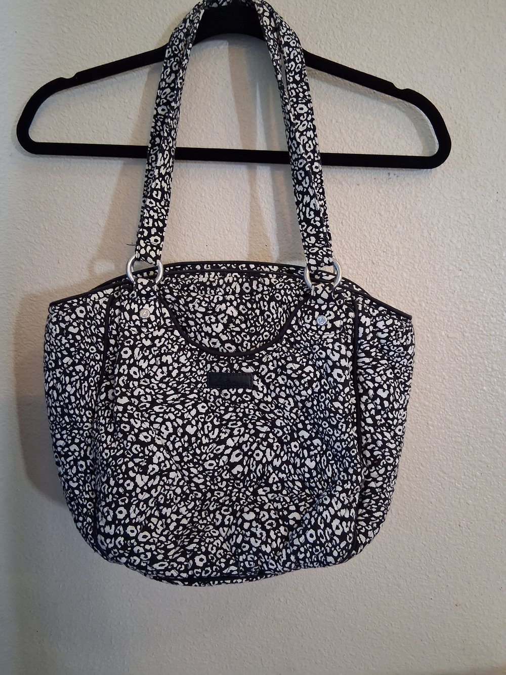 Vera Bradley Black and White Leopard-Print Shoulder Bag